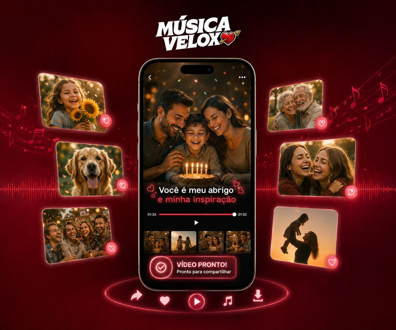 Vídeo personalizado da Música Velox pronto para compartilhar